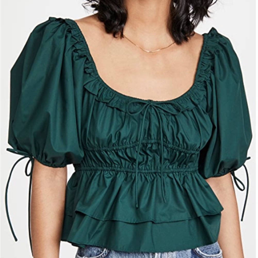 En Saison Poplin Cropped Top in Green